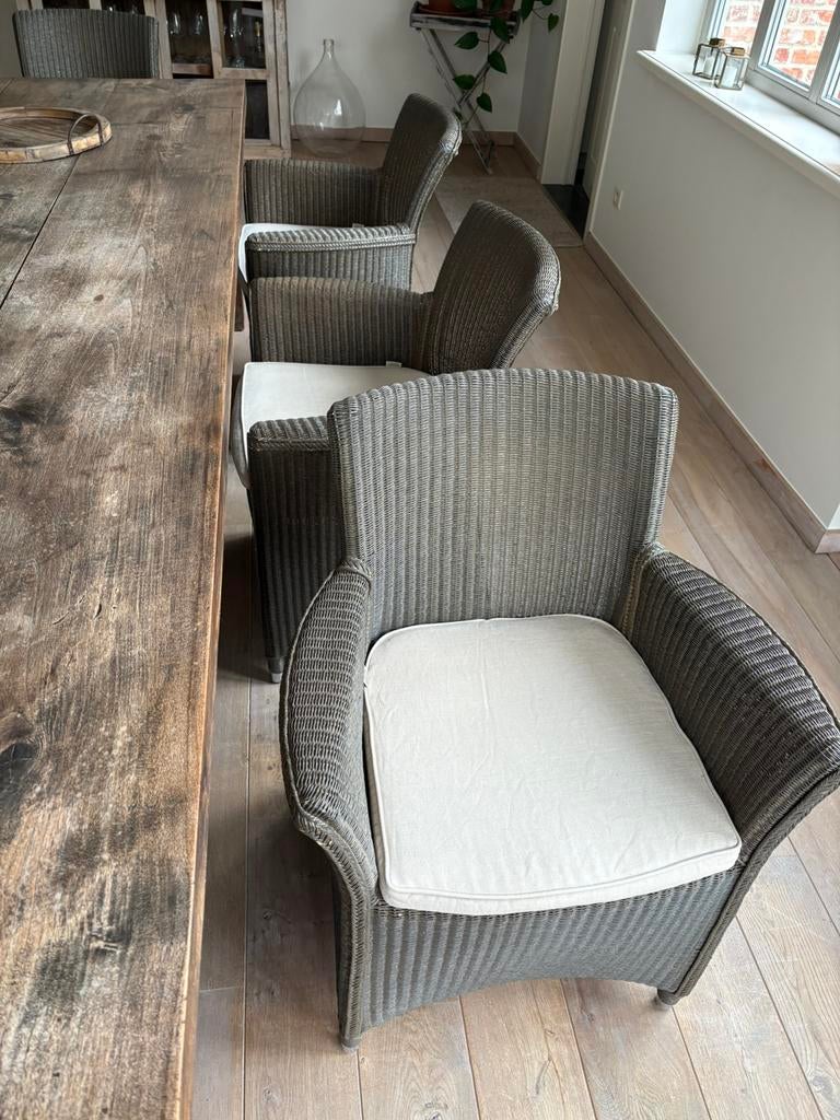 4 Vincent Sheppard stoelen met kussen, Huis en Inrichting, Stoelen, Ophalen, Riet of Rotan, Zo goed als nieuw, Vier