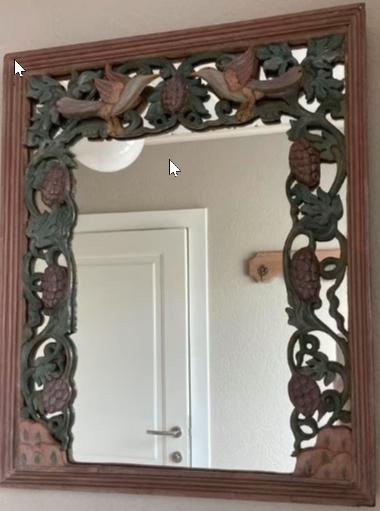 Sierspiegel - uitgestoken in hout, Huis en Inrichting, Woonaccessoires | Spiegels, Ophalen