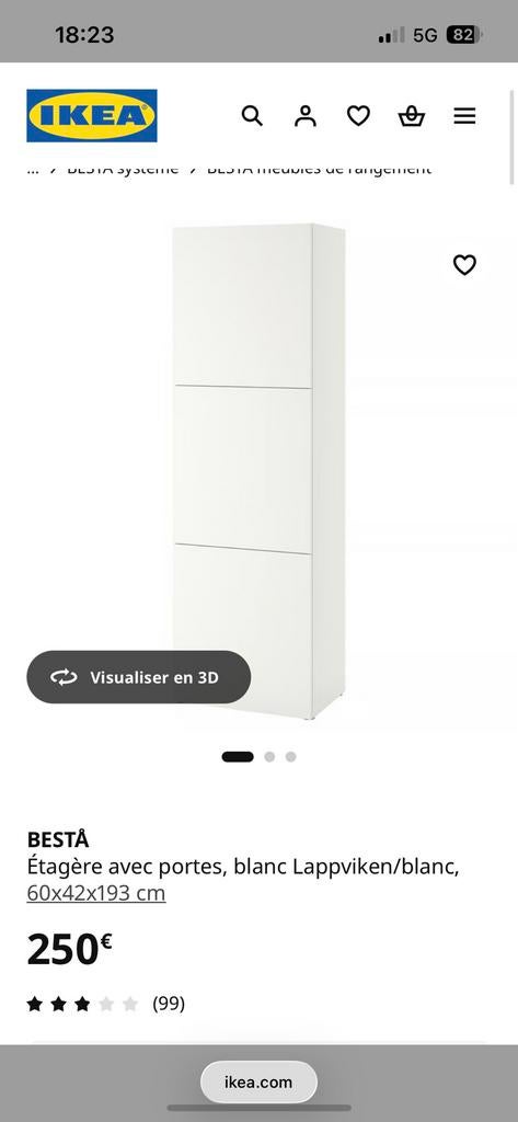 Étagère avec portes blanches, Enlèvement, Comme neuf, Avec porte(s)