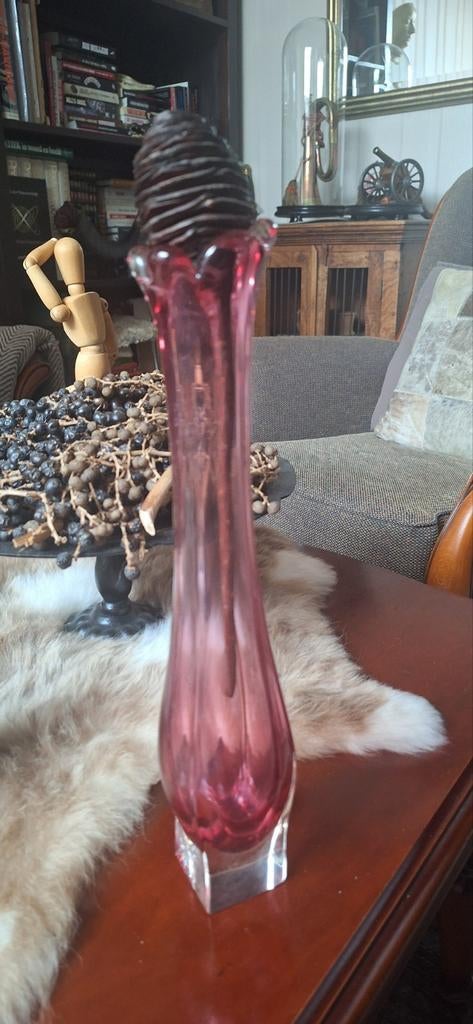 Roze kristallen vaas Val Saint Lambert, Antiek en Kunst, Ophalen of Verzenden