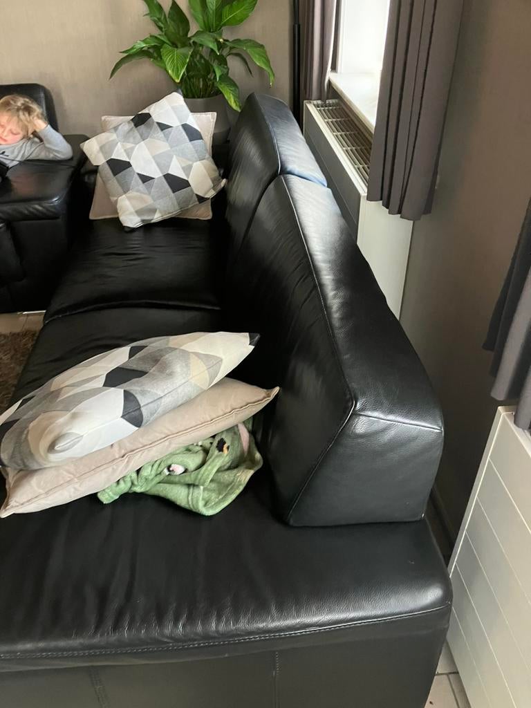 Lederen 3-zit, Huis en Inrichting, Ophalen, Zo goed als nieuw