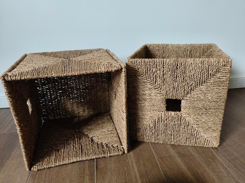 2 rieten mandjes, Huis en Inrichting, Woonaccessoires | Schalen en Manden, Ophalen