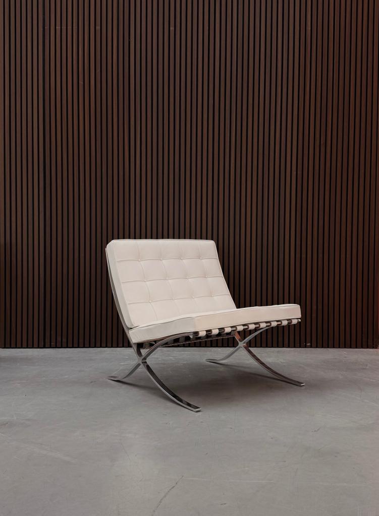 Knoll Barcelona Chair -  Wit leder, Enlèvement ou Envoi