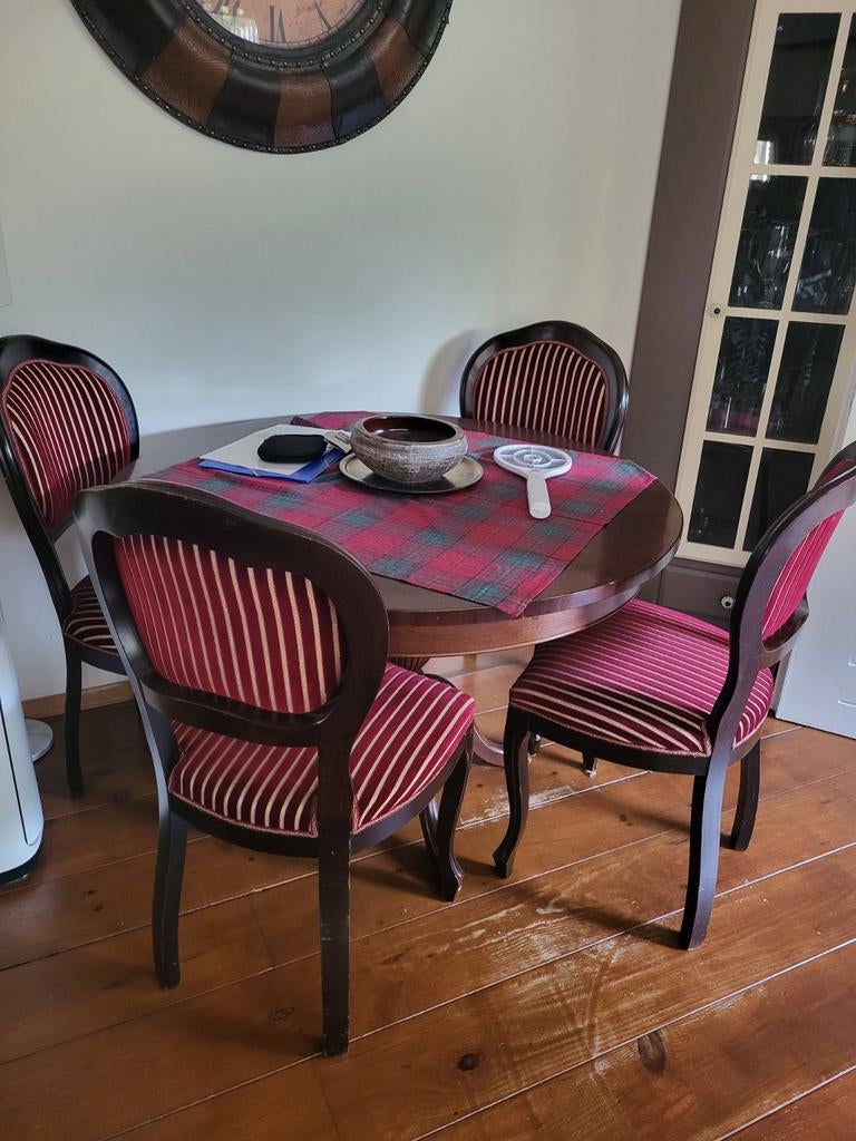 Rond eettafel met 4 stoelen, Maison & Meubles, Enlèvement