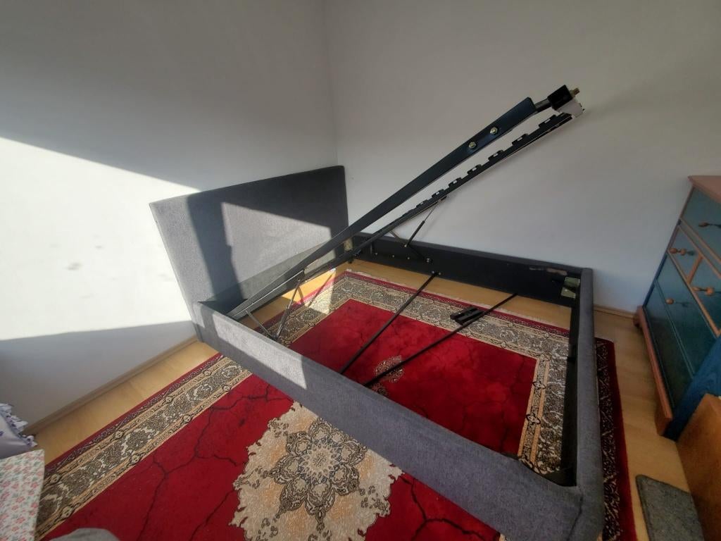 lit double + matelas, Comme neuf, Enlèvement, 160 cm, Autres matériaux