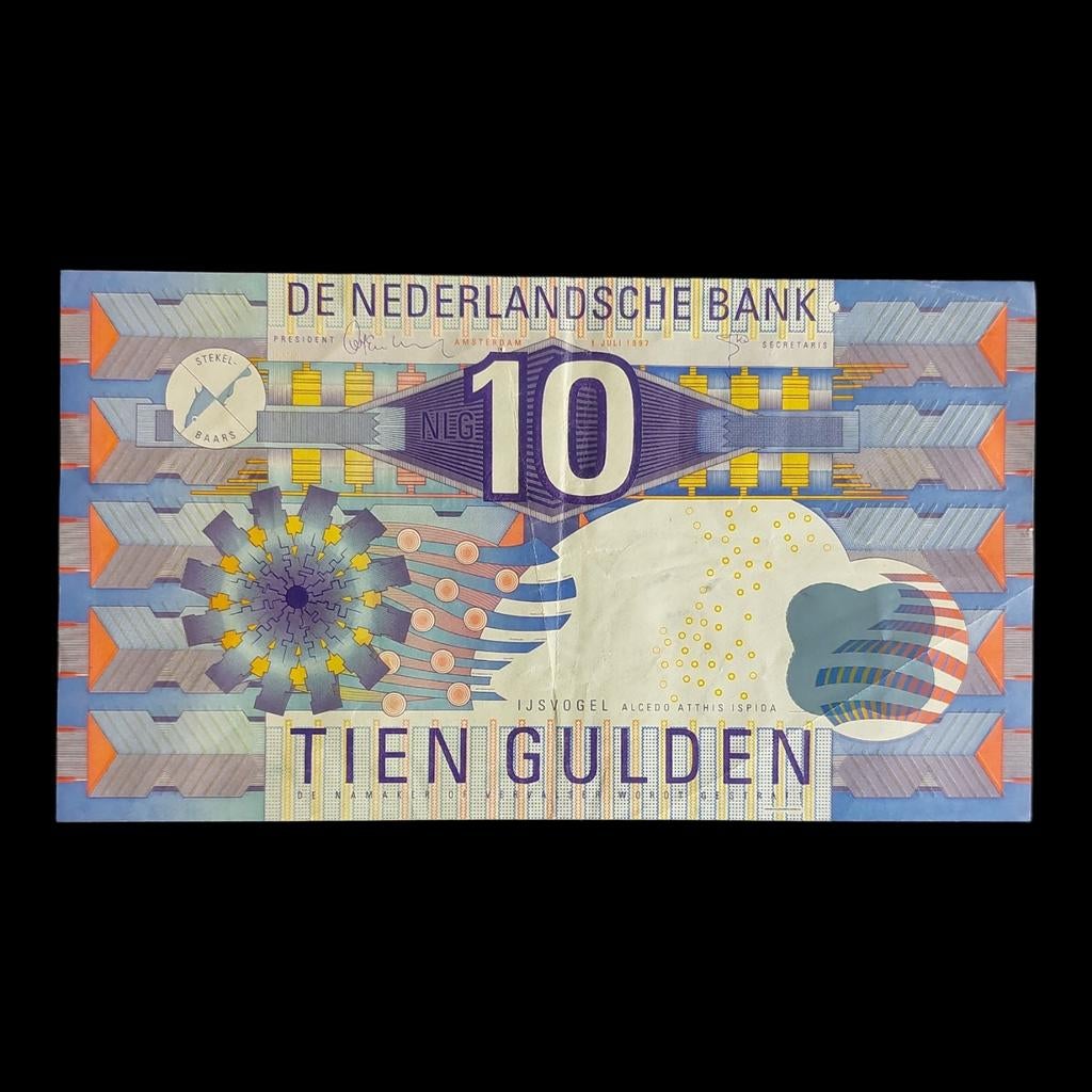 Bankbiljet / Nederland / 10 Gulden / Ijsvogel / 1997, Postzegels en Munten, Ophalen of Verzenden, 2½ gulden, Los biljet