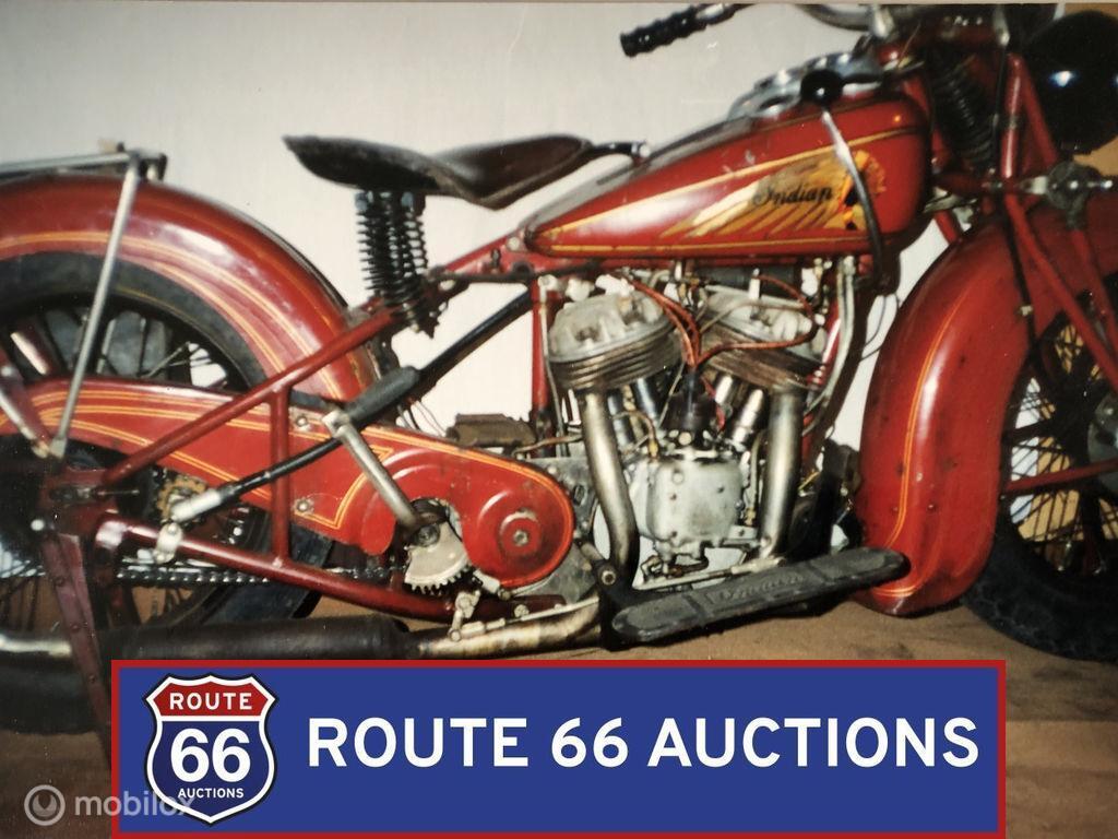 Indian Sport Scout 45ci | 1939 | Route 66 Auctions, Auto's, Overige merken, Zwart, Bedrijf, Handgeschakeld