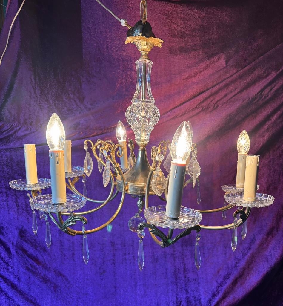 Kroonluchter, Huis en Inrichting, Lampen | Kroonluchters, Ophalen, Zo goed als nieuw, Glas, Antiek