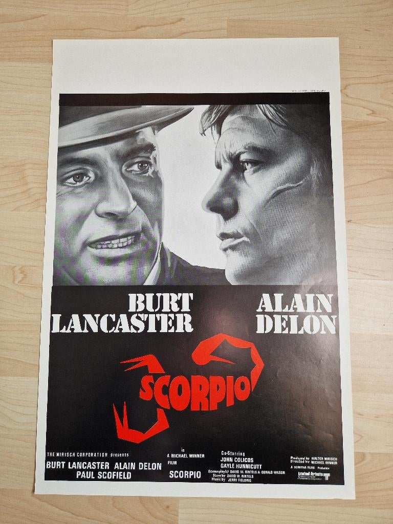filmaffiche Alain Delon Scorpio 1973 filmposter, Enlèvement ou Envoi, Rectangulaire vertical, A1 jusqu'à A3, Comme neuf