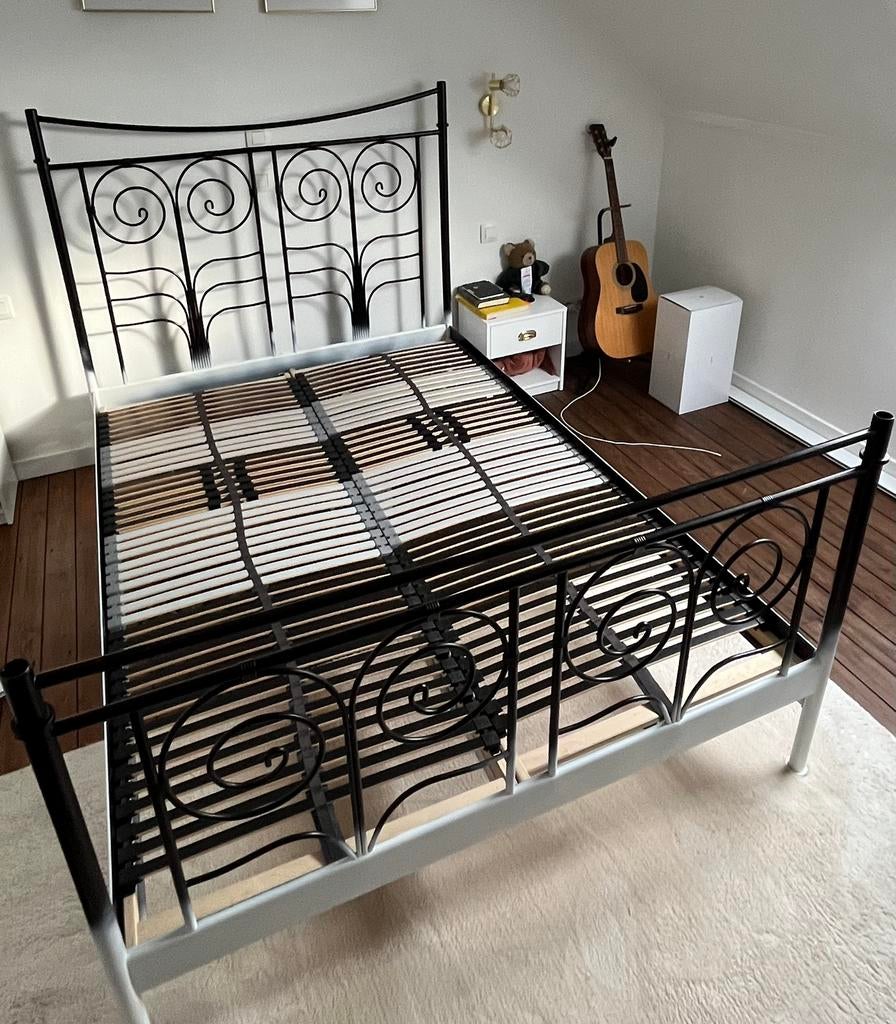 Lattenbodem LEIRSUND en bedframe 140x200, Huis en Inrichting, Slaapkamer | Bedden, Ophalen, Zo goed als nieuw, Wit