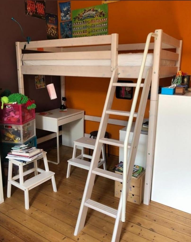 Lit mezzanine FLEXA CLASSIC blanchi, Enlèvement ou Envoi, Utilisé, Lit mezzanine