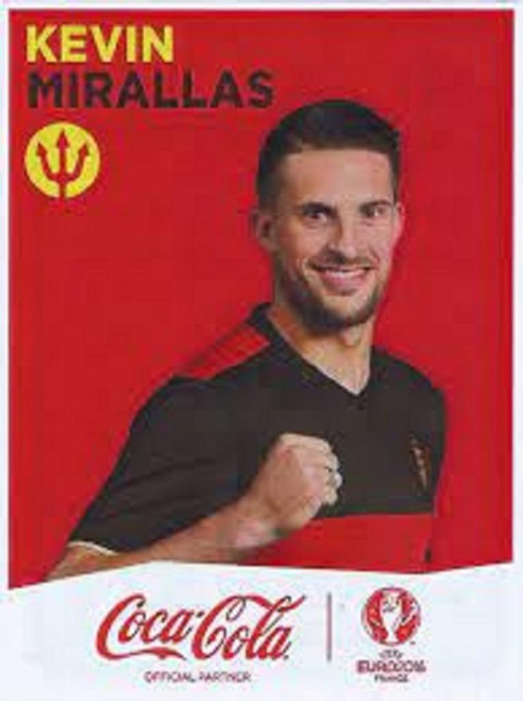Autocollant Coca-Cola UEFA Euro 2016 Belgique Kevin Mirallas, Collections, Enlèvement ou Envoi, Neuf, Sport