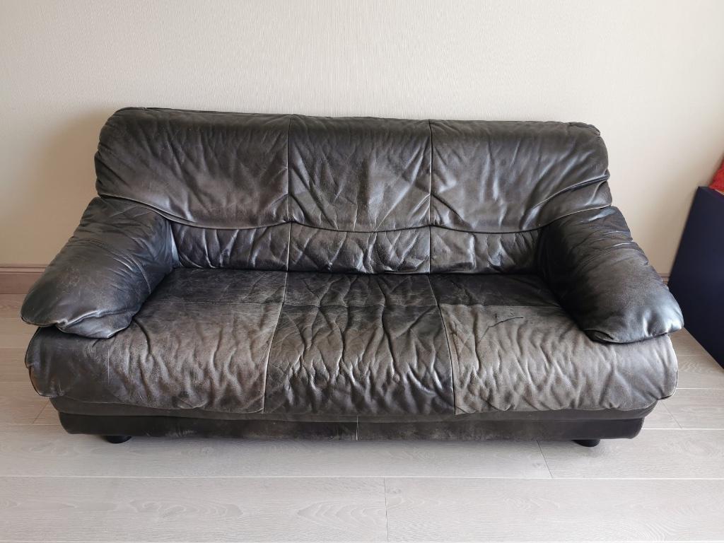 driezit sofa in leer, Ophalen