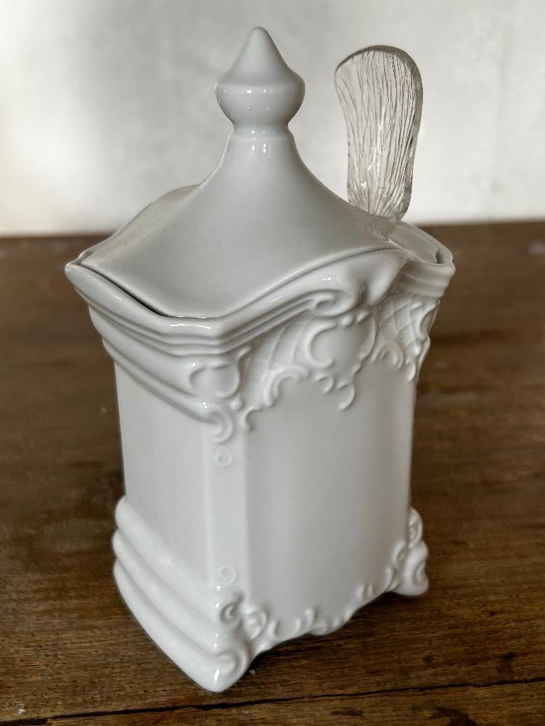 porseleinen kruidenpotje / honingpotje met lepeltje, Antiek en Kunst, Ophalen of Verzenden