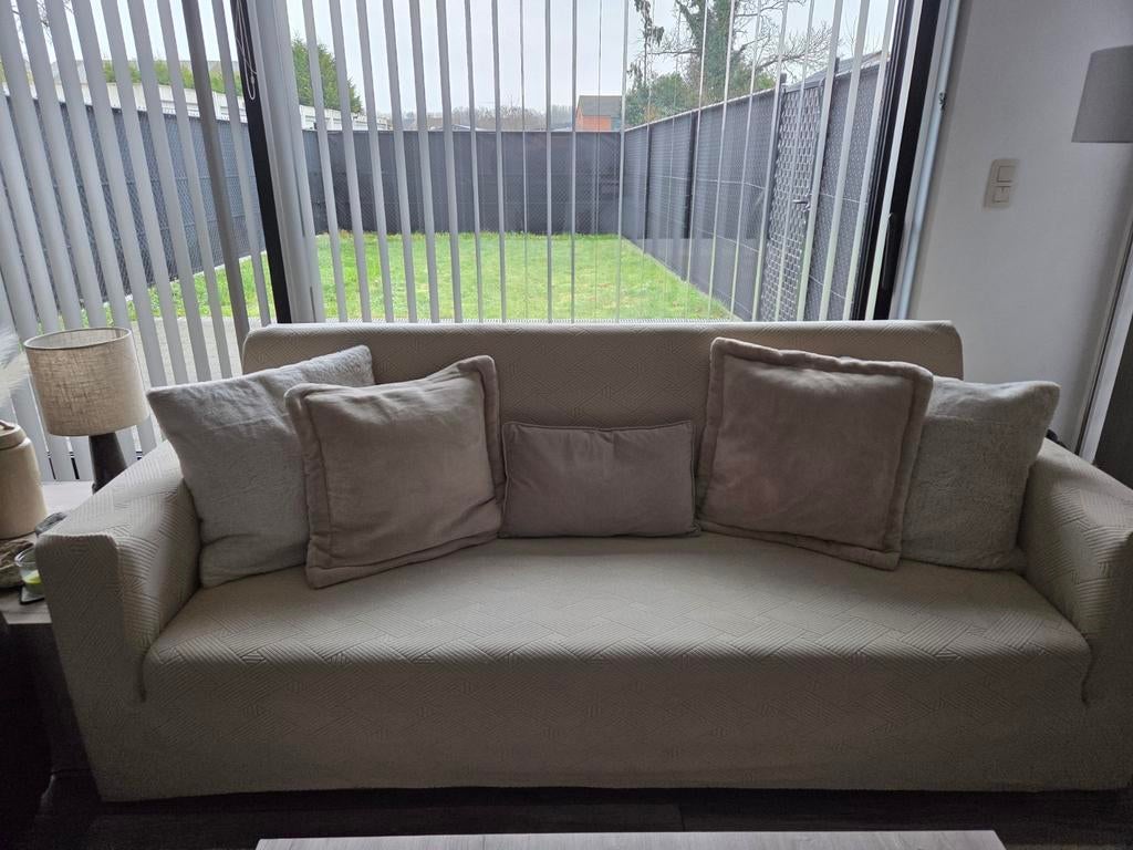 Grijze 3 zit/zetelbed incl 1cream wit + 1bruin overtrek, Ophalen