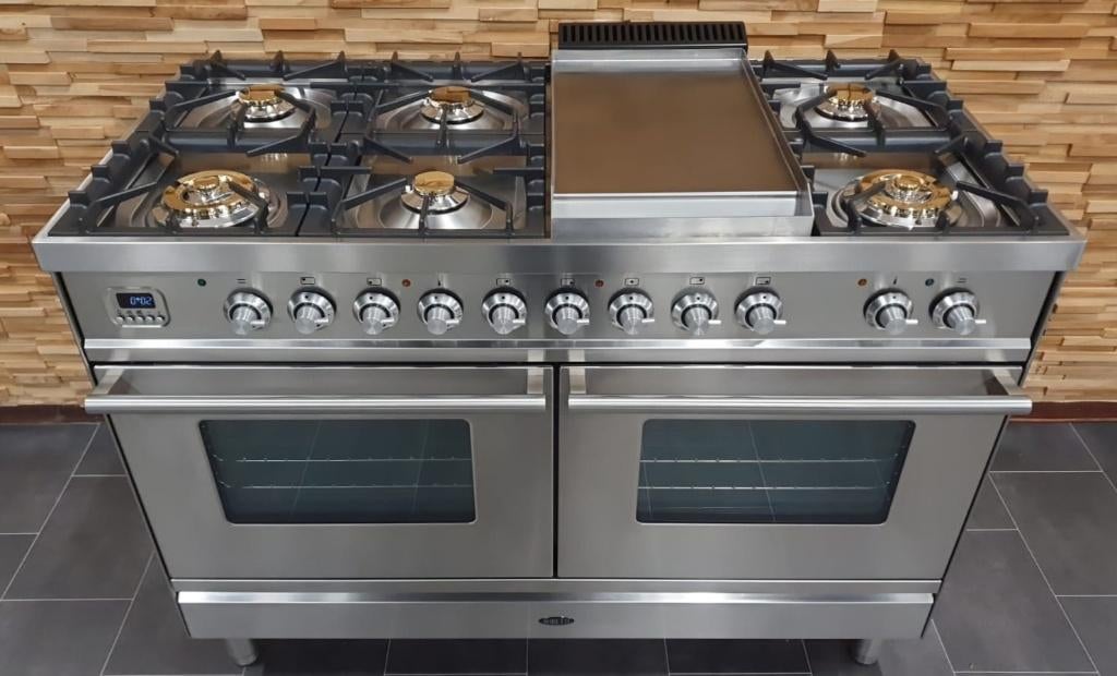 🔥 Réchaud Boretti de luxe 120cm en acier inoxydable 2 fours, Electroménager, Gaz, Classe énergétique A ou plus économe, Enlèvement ou Envoi