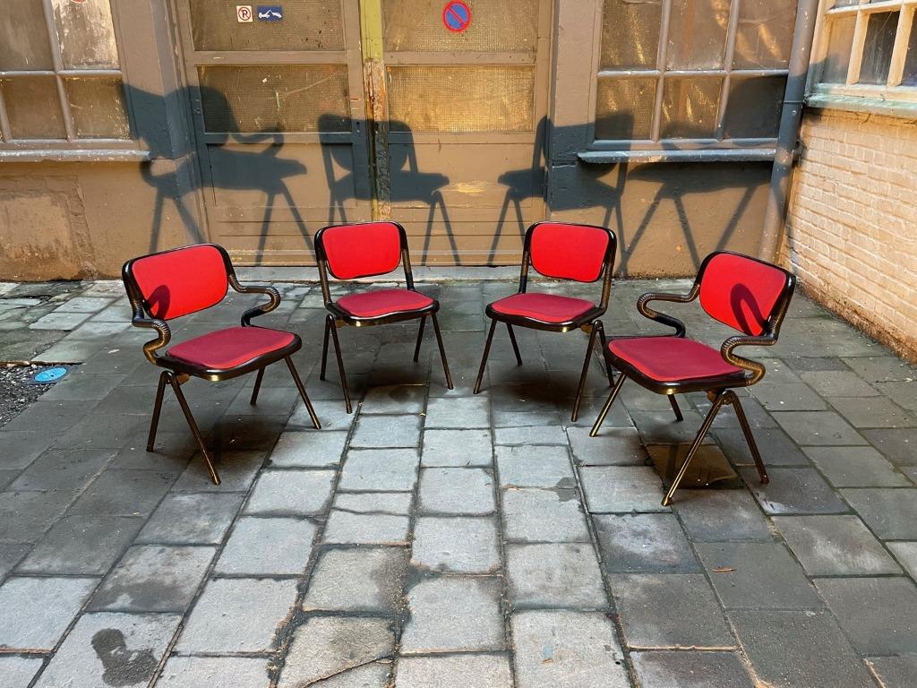 Castelli — Chaises Vertebra (1981) — Ensemble de 4, Enlèvement, Comme neuf, Rouge, Chaise de bureau