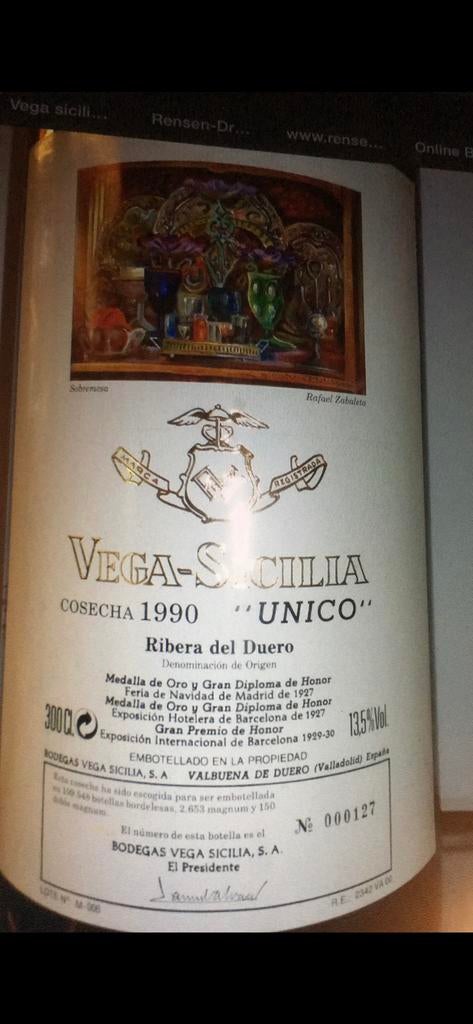 Vega-Sicilia Unico 1990 double magnum, Pleine, Comme neuf, Enlèvement, Vin rouge