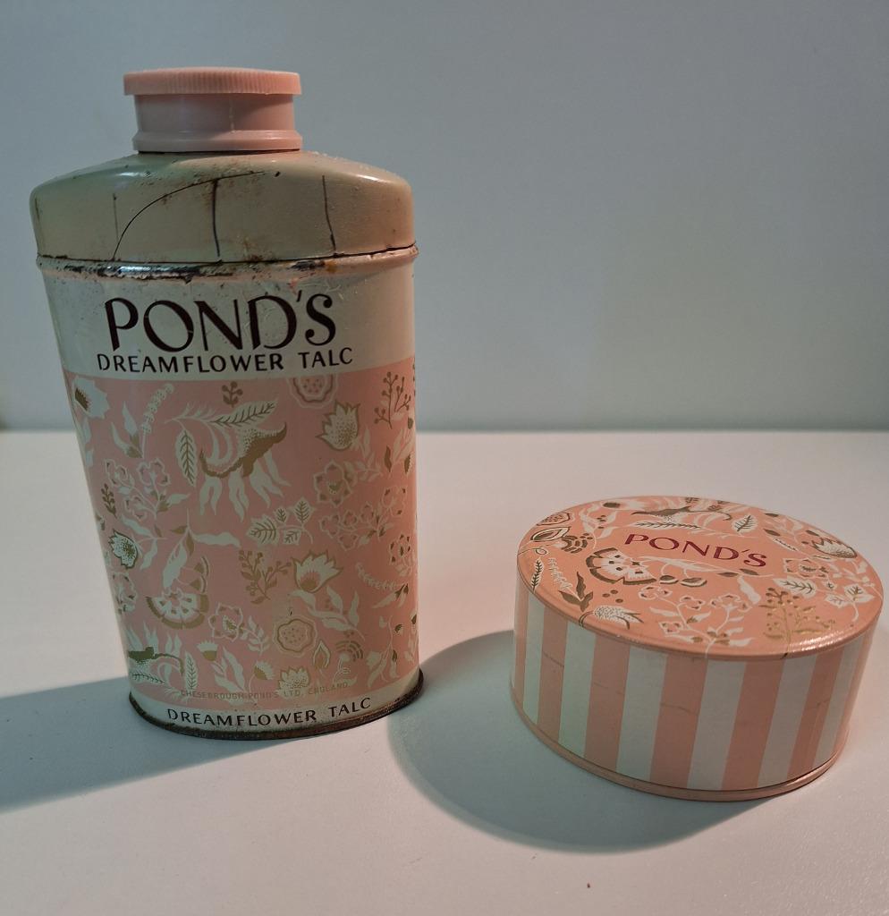 vintage poederdoos Ponds en flesje talkpoeder Ponds, Ophalen of Verzenden