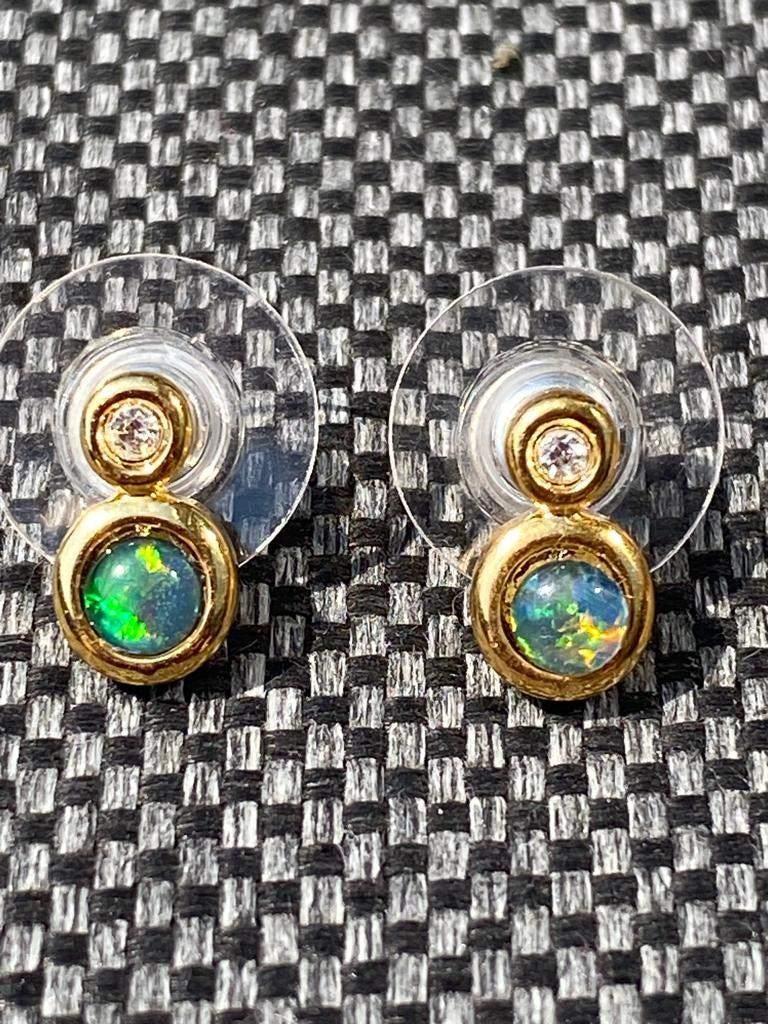 14K goud gevulde oorbellen met natuurlijke AUS Opaal triplet, Handtassen en Accessoires, Oorbellen, Met edelsteen, Nieuw, Ophalen of Verzenden