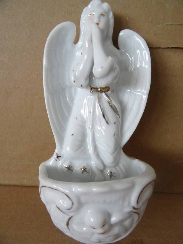 Antiek wijwaterbakje engel antiek porseleinen wijwaterbakje, Antiek en Kunst, Ophalen of Verzenden