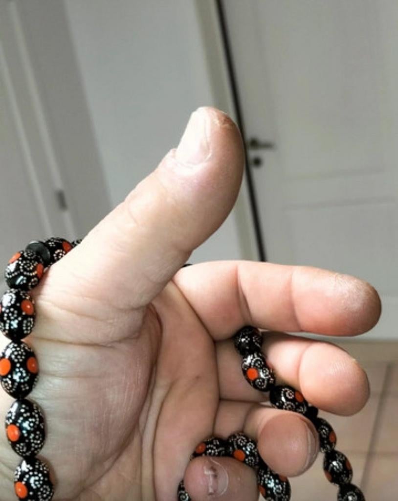 Tesbih 12mm/10mm Kuka met Handgemaakte Zilveren Bewerking –, Ophalen of Verzenden