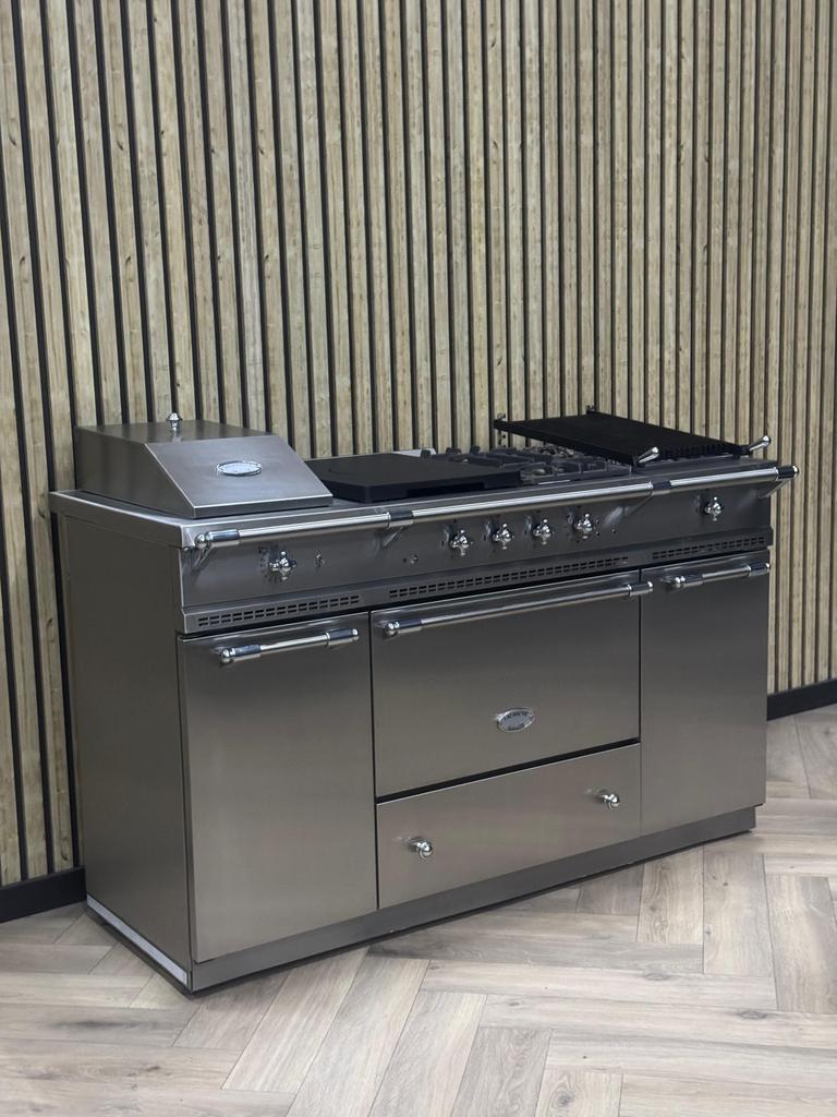 Luxe Lacanche 150cm Fornuis Inox Gas + Coup de feu, Elektronische apparatuur, Ophalen of Verzenden, Grill, Elektrisch