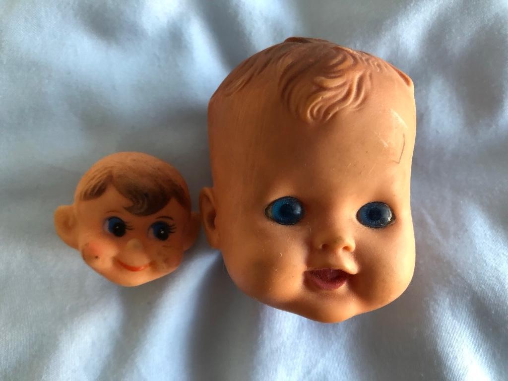 Twee losse poppen hoofden pop ( jongen en baby ) hoofd pop, Enlèvement ou Envoi, Utilisé