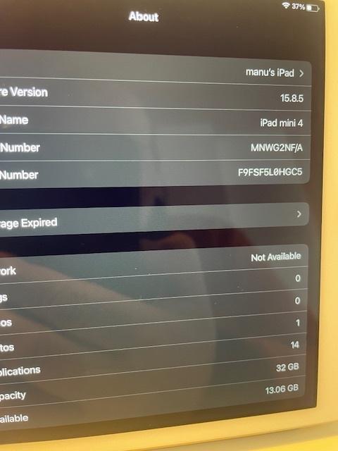 Ipad mini 4 (retina Display) 32gb Wifi Plus Cellular, Computers en Software, Apple iPads, Ophalen, Gebruikt, 32 GB, Apple iPad
