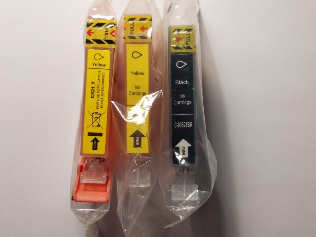 3 x inktcartridges  Canon : 2 x C521Y en 1 x C521BK, Ophalen of Verzenden, Nieuw, Cartridge, Canon