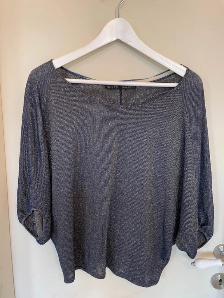 Pull chauve-souris, lurex, Zara, M, Enlèvement ou Envoi, Porté, Bleu