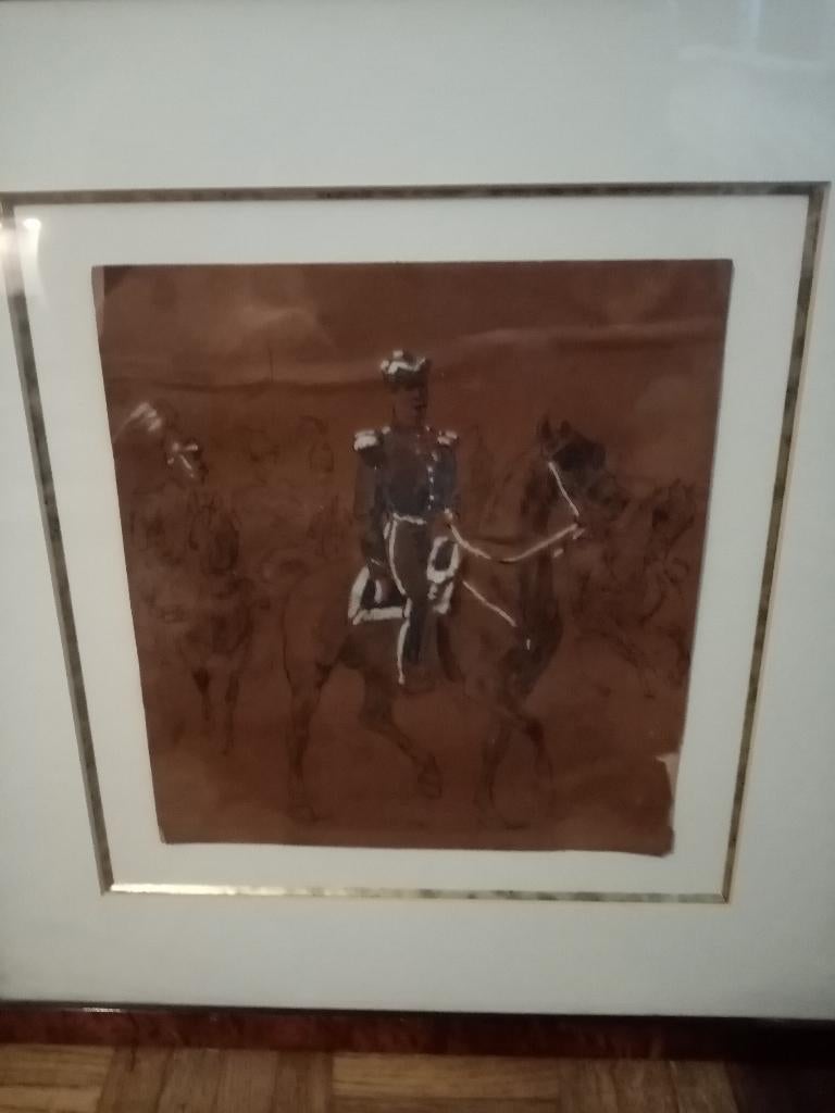 Een verbeterde potloodtekening/gouache Guys Constantin, Ophalen