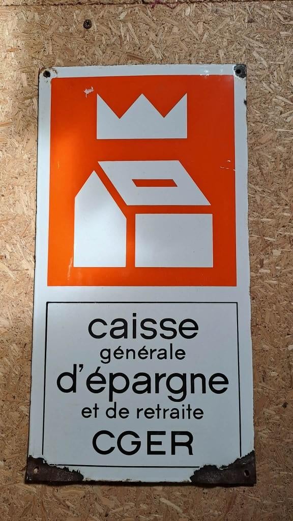 ancienne plaque emaillée CGER, Collections, Enlèvement ou Envoi, Utilisé, Panneau publicitaire