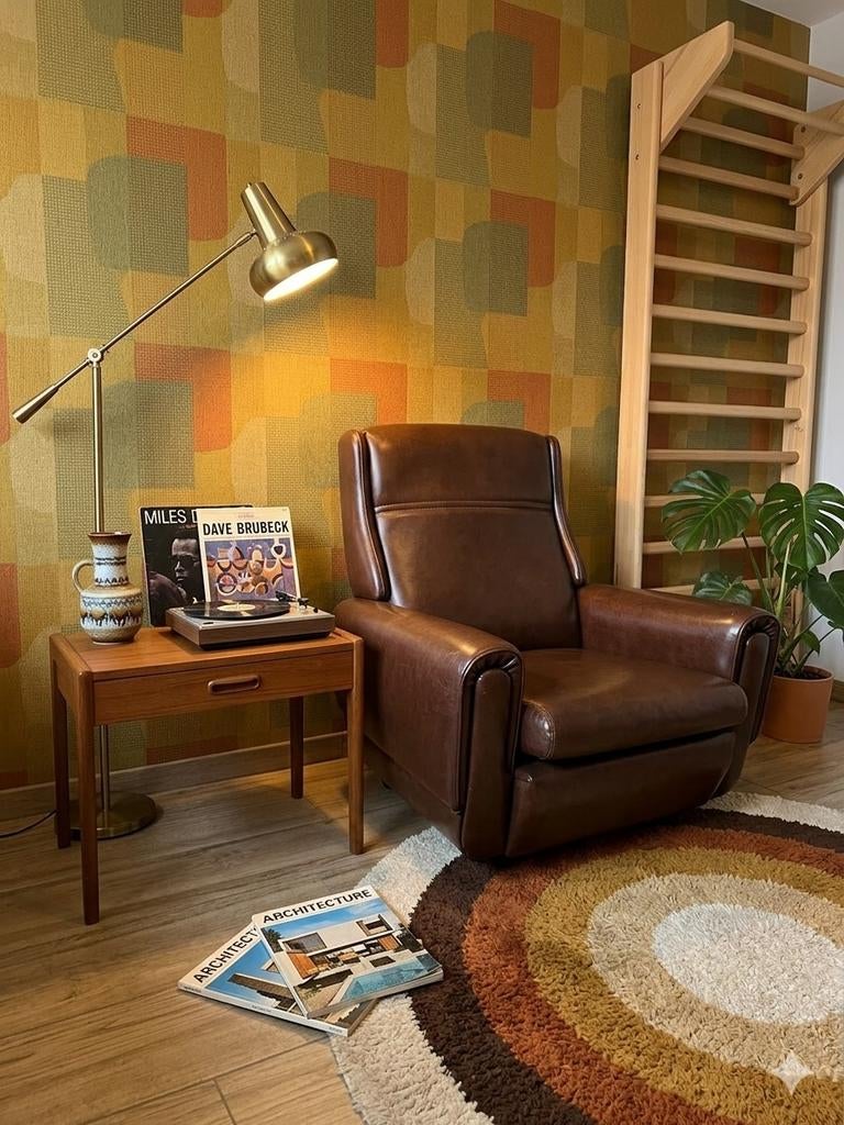 Iconische Mid-Century 'Club' Fauteuil – Jaren 70 Patina, Huis en Inrichting, Fauteuils, Ophalen, Leer