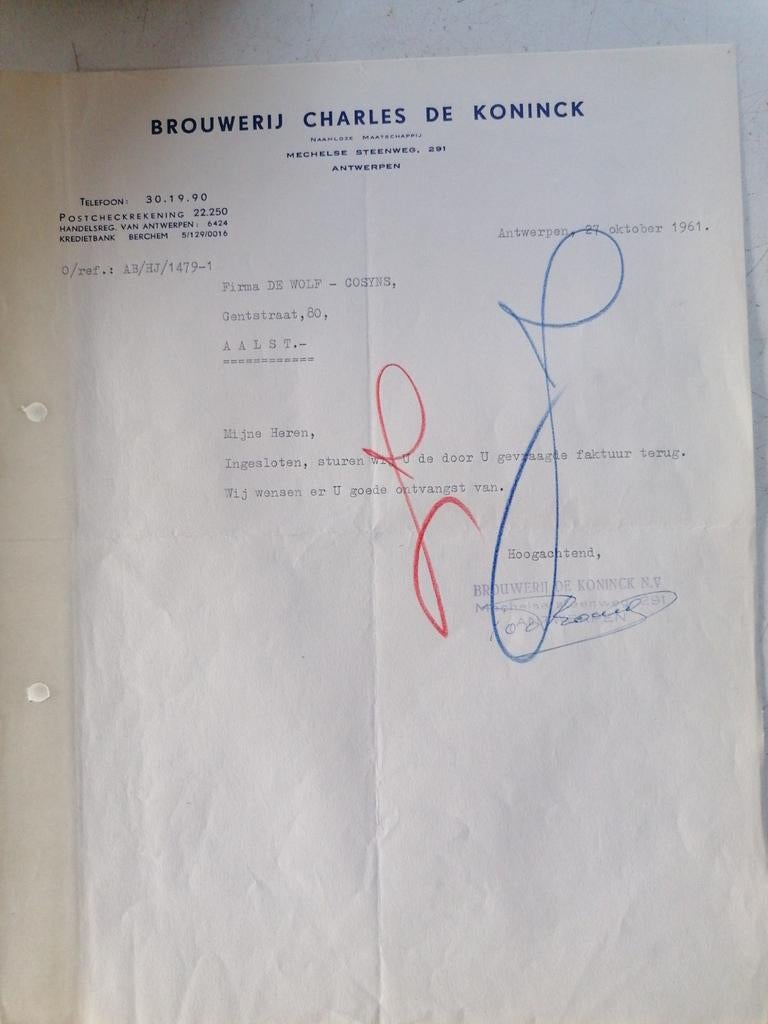 CHARLES DE KONINCK 1961, Ophalen, De Koninck