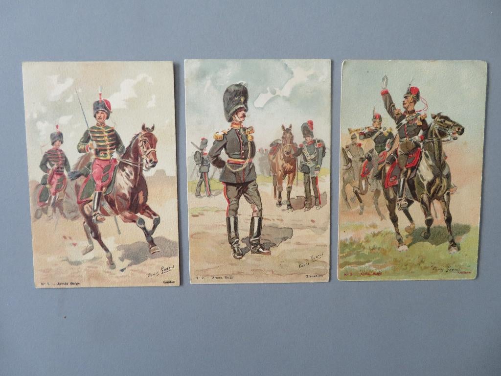 12 pk Belgisch Leger  Militaire Uniformen Louis Geens 1904, Ophalen of Verzenden, Overige soorten, Foto of Poster