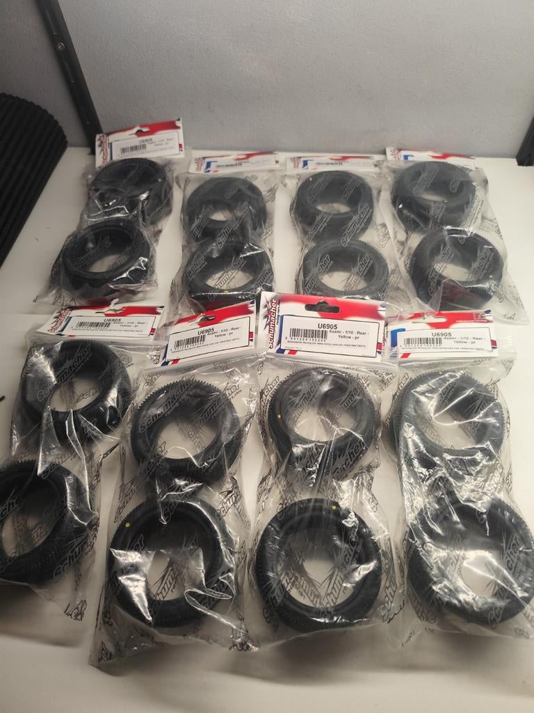 8x Schumacher azami geel achterbanden, Enlèvement ou Envoi