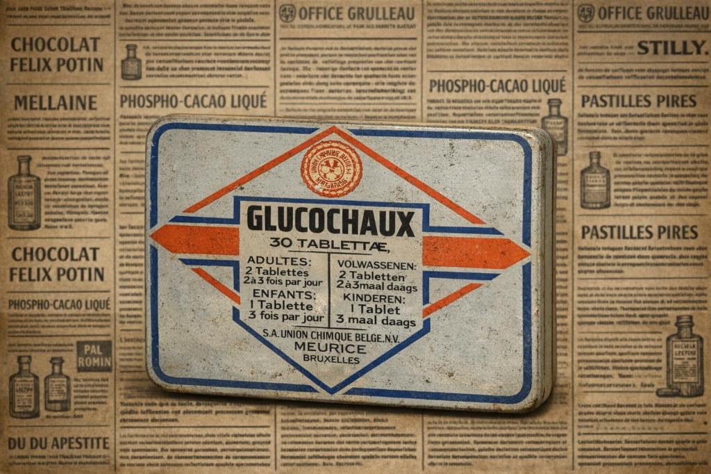 Glucochaux Bxl Meurice vintage metalen farmaceutische doos, Verzamelen, Ophalen of Verzenden, Gebruikt, Overige, Overige merken