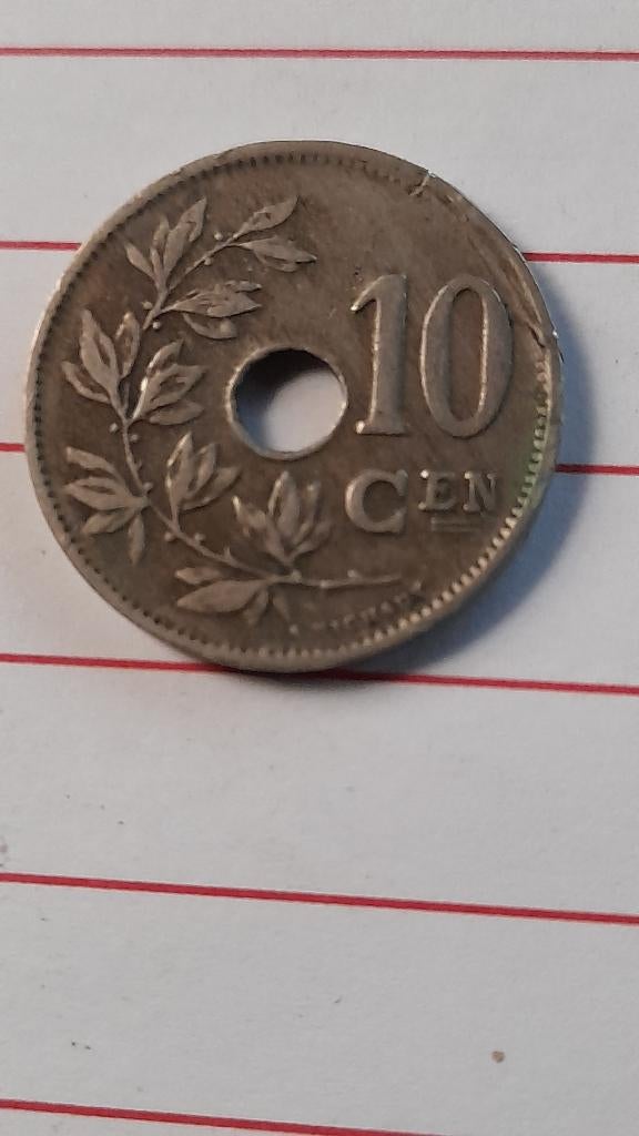 Pièce belge de 10 centimes de 1929 avec trou, Timbres & Monnaies, Monnaies | Belgique, Enlèvement ou Envoi, Bronze, Monnaie en vrac