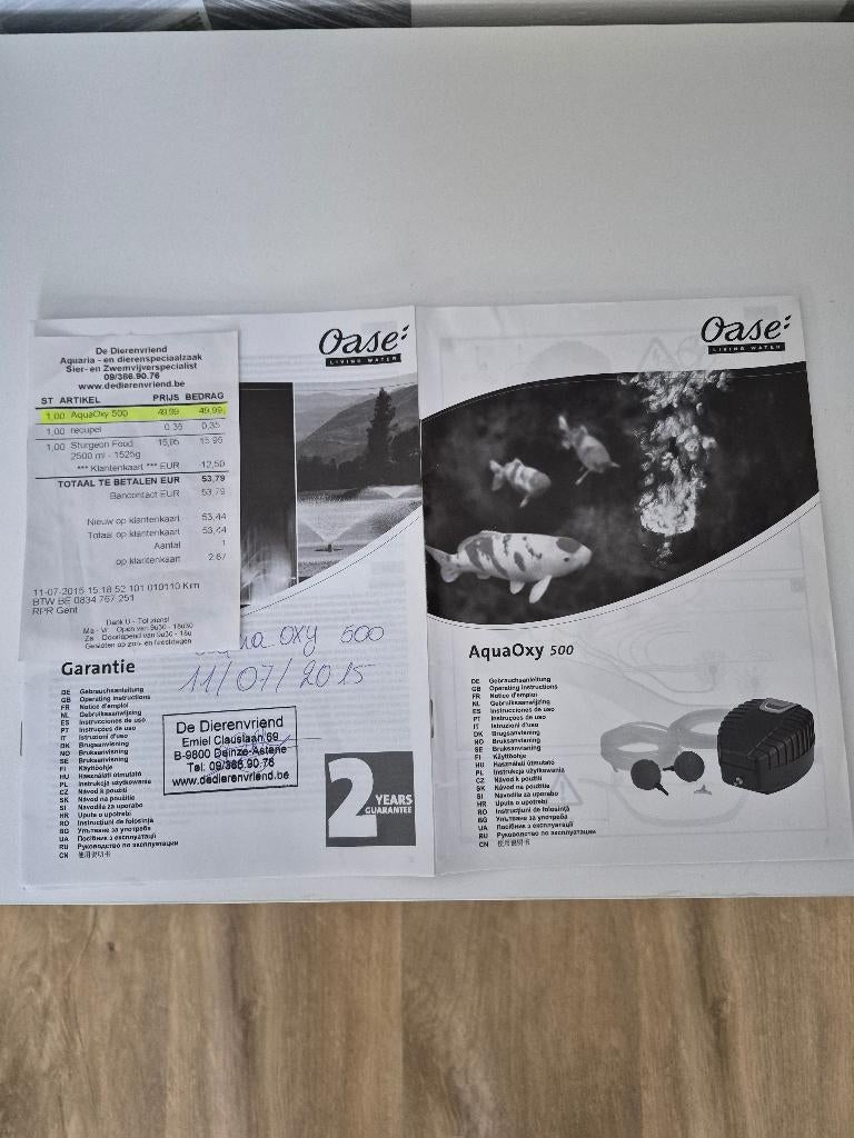 Vijver / Aquarium luchtpomp Oase Aqua Oxy 500, Tuin en Terras, Ophalen, Gebruikt, Overige typen