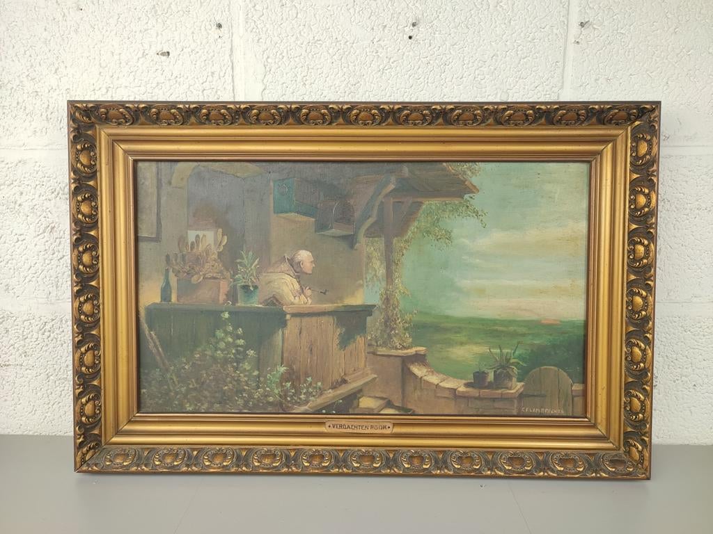 CF. Lambrechts - verdachten rook, Antiek en Kunst, Kunst | Schilderijen | Klassiek, Ophalen of Verzenden