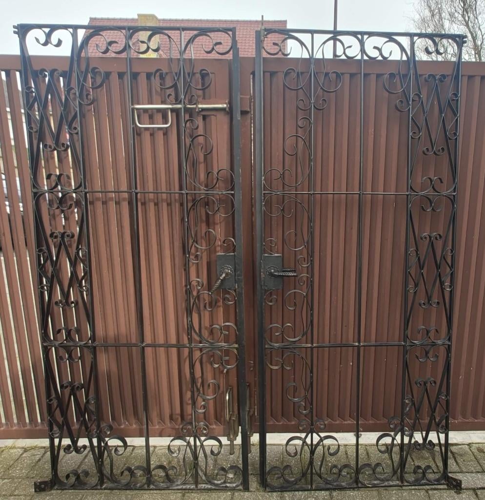Portail double en fer forgé, Portail battant, 150 à 200 cm, Comme neuf, Fer