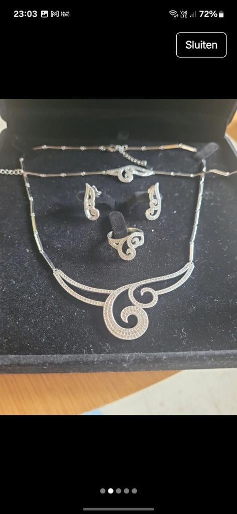 Parure de bijoux en argent 925 et zirconium, Enlèvement ou Envoi