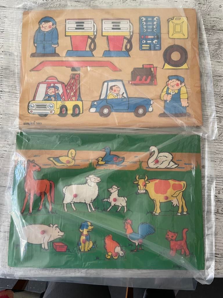 Simplex houten vinted puzzels, Kinderen en Baby's, Ophalen, Gebruikt, 10 tot 50 stukjes, Van hout