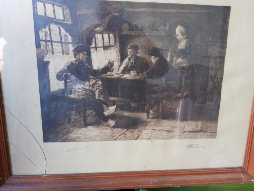 * Jules Benoit Lévy : ets: Mannen in een café, Antiek en Kunst, Kunst | Etsen en Gravures, Ophalen of Verzenden