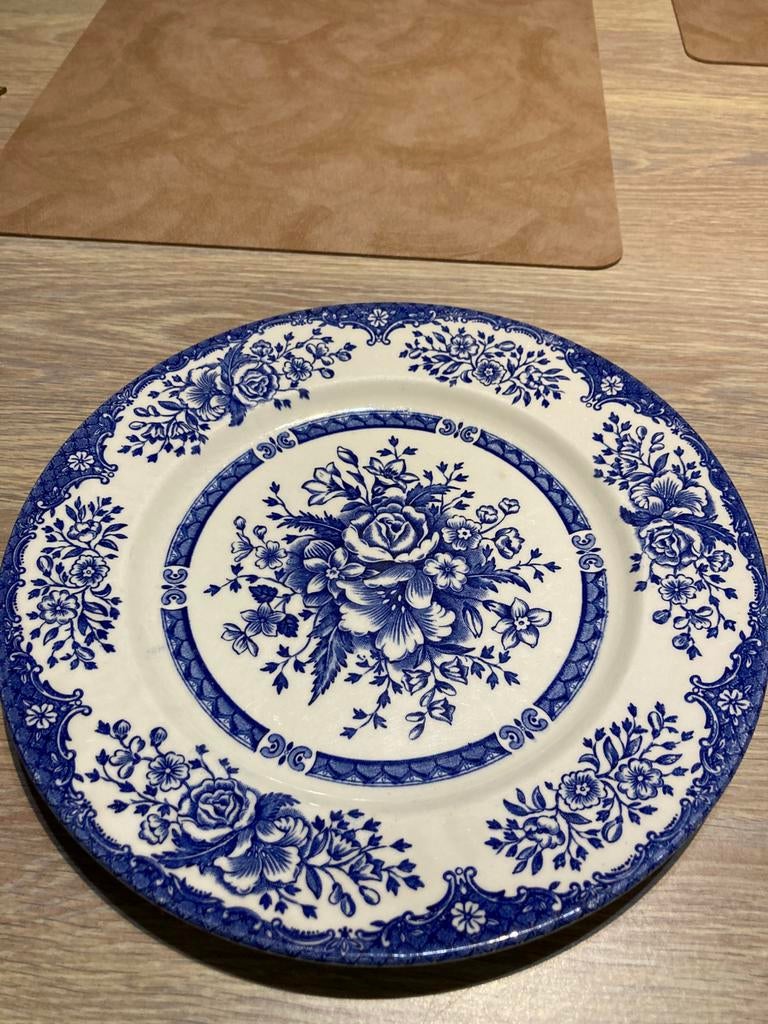 Assiette à dîner florale bleu cobalt English Ironstone, Enlèvement ou Envoi