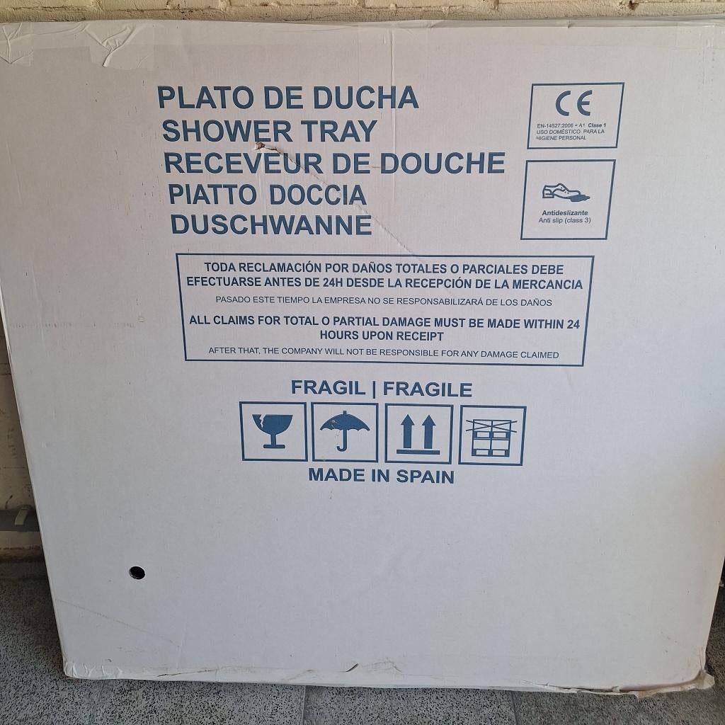 Allibert - Douchebak - Luna 90 x 90 CM - Polybeton - Zwart, Doe-het-zelf en Bouw, Sanitair, Nieuw, Douche, Steen, Ophalen