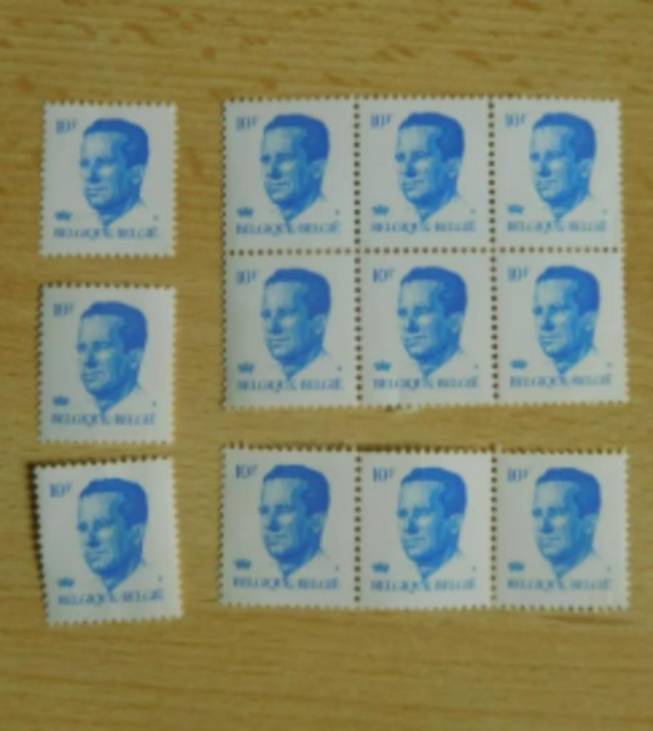 12 postzegels van 10F Koning Boudewijn, Verzenden, Postfris, Koninklijk huis