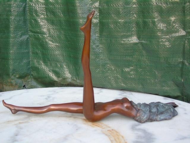 Vrouw naakt gezicht gedrapeerd brons gesigneerd, PATOUNE, Ophalen of Verzenden, Brons