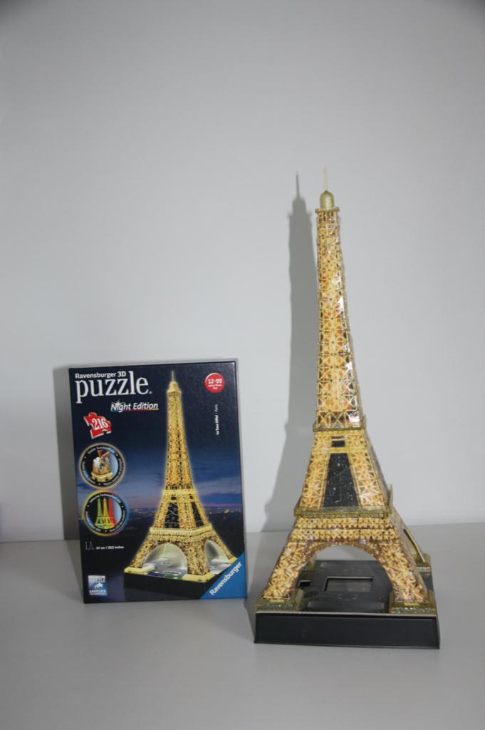 Ravensburger 3d puzzel eiffel toren frankrijk night 216st, Envoi, Moins de 500 pièces, Utilisé, Rubik's Cube ou Puzzle 3D